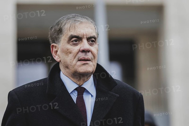 Romani Rose, Chairman of the Central Council of German Sinti and Roma, photographed during the commemoration ceremony at the Memorial to the Murdered Jews of Europe in Berlin, 31 January 2024 / Photographed on behalf of the Federal Ministry for Women, Senior Citizens, Family and Youth