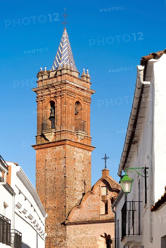 Neoclassical church Iglesia Espiritu Santo, Fuenteheridos village, Sierra de Aracena, Huelva province, Spain, Europe