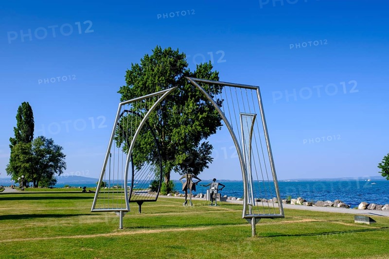 Waterfront promenade, Romanshorn on Lake Constance, Canton Thurgau, Switzerland, Europe