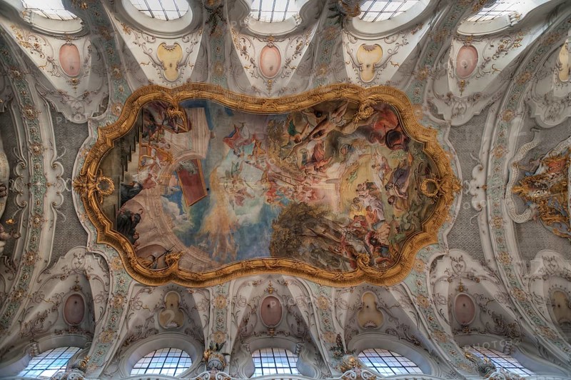 Ceiling fresco by Cosmas Damian Asam, 1731 to 1733, Basilica of St Emmeram, Regensburg, Upper Palatinate, Bavaria, Germany, Europe