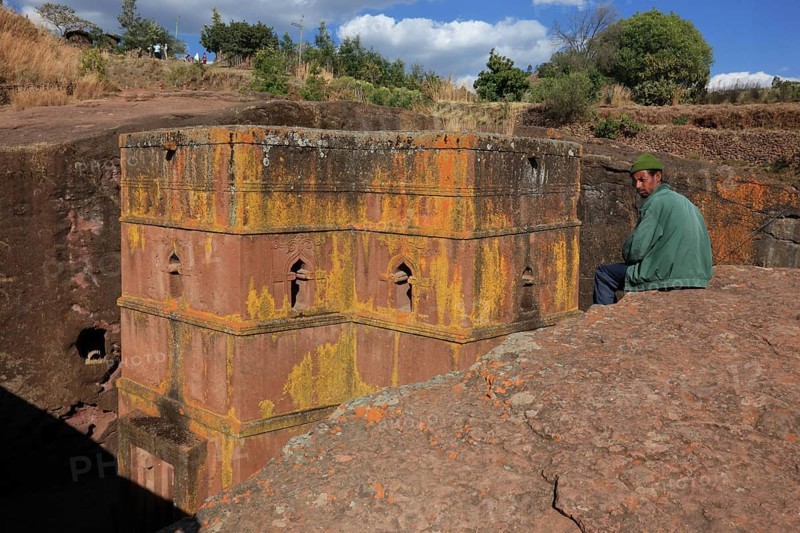 Rock churches in Lalibela, the rock church of St George, Bete Kiddus Georiys, Bete Ghiorgis Church, Ethiopia, Africa