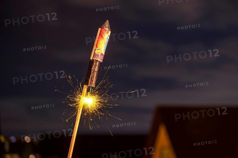 Ignited rocket, New Year's Eve, turn of the year, Baden-Württemberg, Germany, Europe