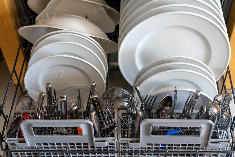 Dishwasher, full of clean crockery