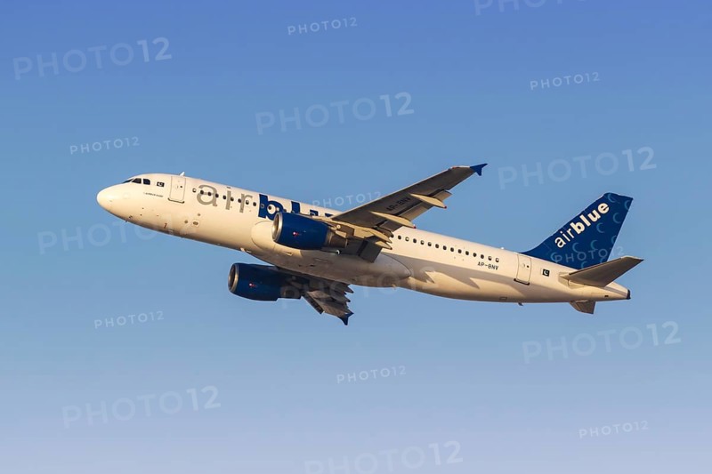 An Airblue Airbus A320 aircraft with the registration AP-BNV at the airport in Dubai, United Arab Emirates, Asia