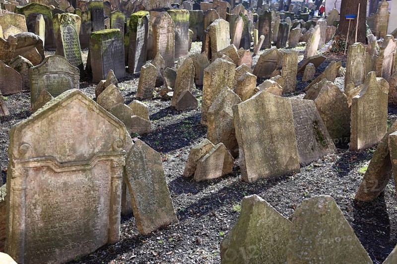 The Old Jewish Cemetery in the Josefov district is one of the most historically significant Jewish cemeteries in Europe. It contains over 12, 000 gravestones and presumably the remains of 100, 000 people, Prague, Czech Republic, Europe