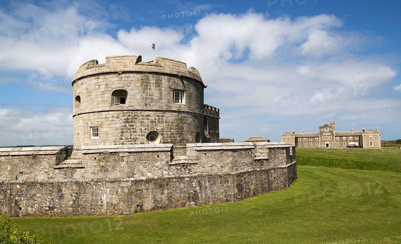 Historic buildings at Pendennis Castle, Falmouth, Cornwall, England, UK
