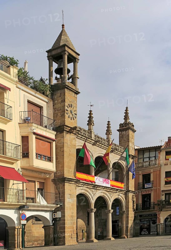 Ayuntamiento town hall historic buildings Plaza Mayor, Plasencia, Caceres province, Extremadura, Spain, Europe