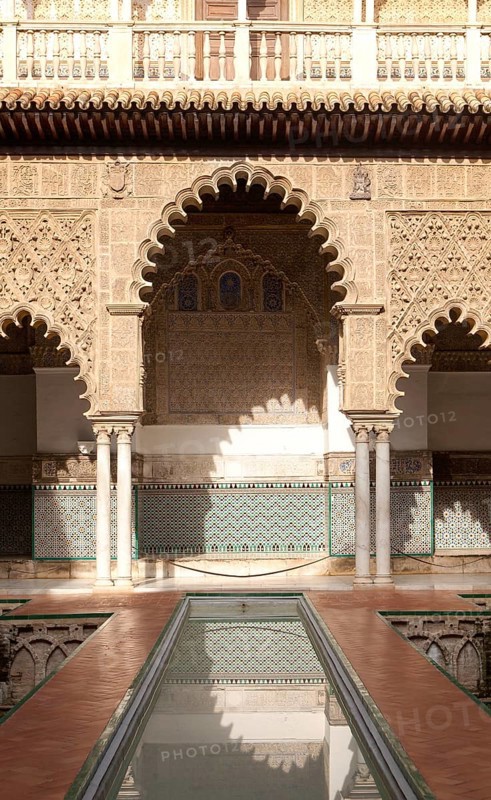 Palace of Pedro First, historic moorish palace architecture in the Alcazar, Seville, Spain, Europe