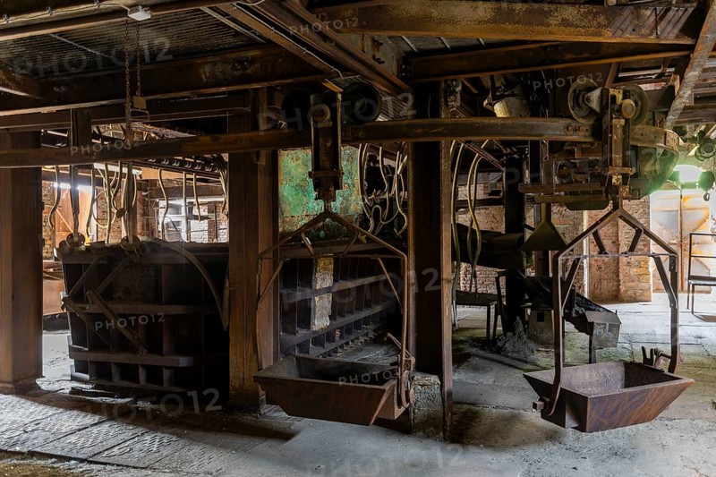 The Muldenhütten smelter site is more than 800 years old. The still existing, historical and heritage-protected metallurgical buildings as well as their partially preserved technical facilities make the site one of the oldest still existing sites of non-ferrous metallurgy in Germany. Shaft furnace building, 19th day of the mining and metallurgy exhibition in the district of Central Saxony, Muldenhütten, Saxony, Germany, Europe