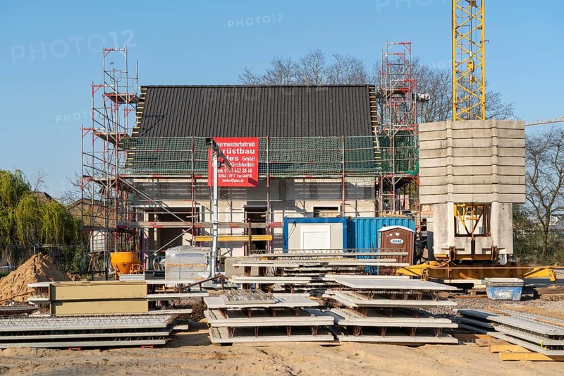 New development area, Am Schwan, in Wesel, where 70 detached and semi-detached houses are being built, Lower Rhine, Germany, Europe