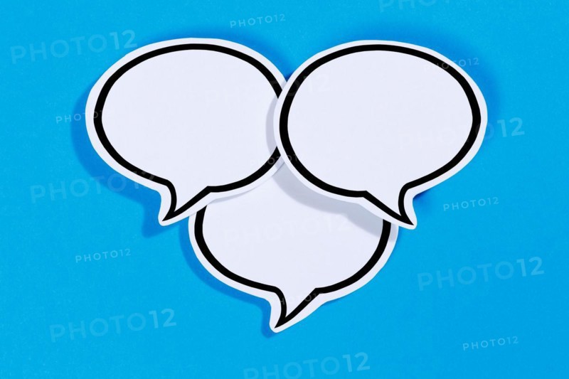 Speech bubbles with text free space Copyspace as communication Information concept talk