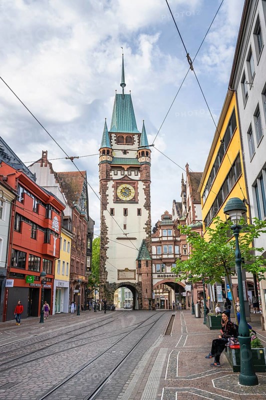 The Martinstor, medieval city gate in the historic city centre of Freiburg im Breisgau, Baden-Württemberg, Germany, Europe