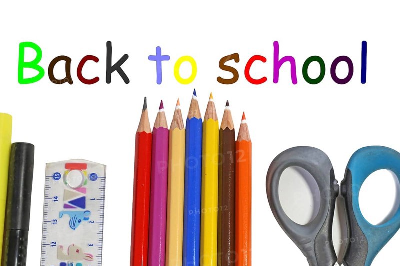 Symbolic image for the start of the new school year with English text