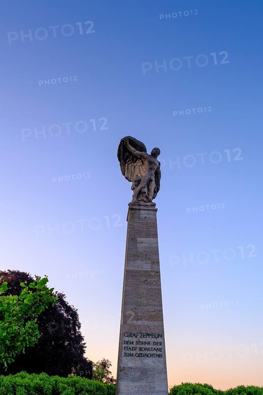 Graf Zeppelin monument, at the harbour, Constance on Lake Constance, Baden-Württemberg, Germany, Europe