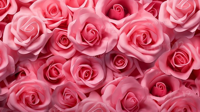 Valentine day background of close-up view of a beautiful mix of pink roses, symbolizing love and affection, perfect for Valentine's Day celebrations, AI generated