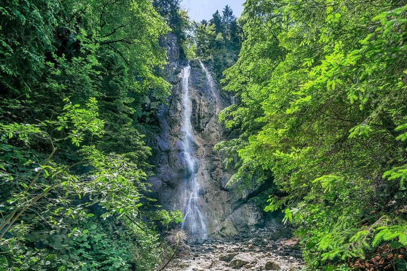 Ohlstadt Waterfall, Ohlstadt, Loisach Valley, The Blue Country, Upper Bavaria, Bavaria, Germany, Europe