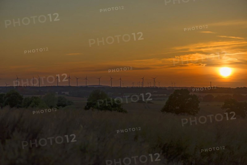 Wind turbines in the evening light, Schönberg, Mecklenburg-Vorpommern, Germany, Europe