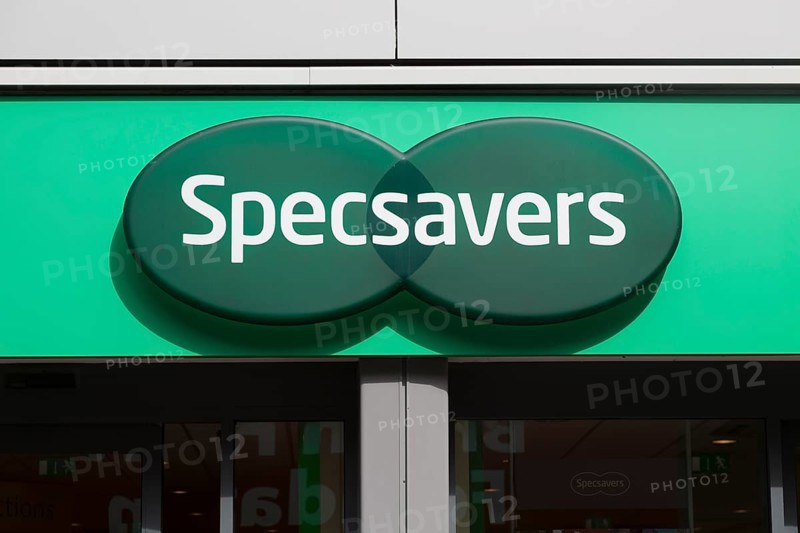 Close up Specsavers opticians shop Ipswich, Suffolk, England, UK