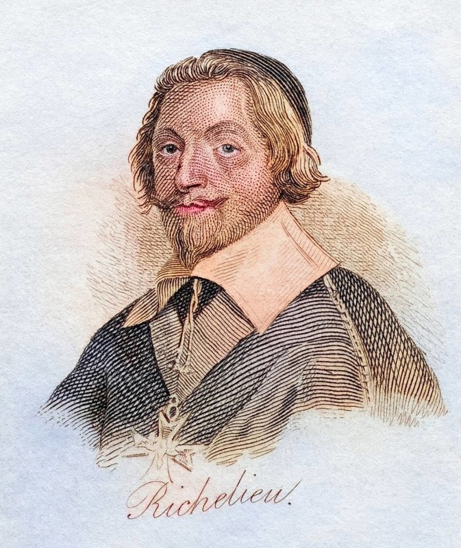 Armand Jean Du Plessis alias The Red Eminence 1585-1642 French Cardinal and Duke of Richelieu Ecclesiastical Nobleman and Statesman from the book Crabbs Historical Dictionary from 1825, Historical, digitally restored reproduction from a 19th century original, Record date not stated