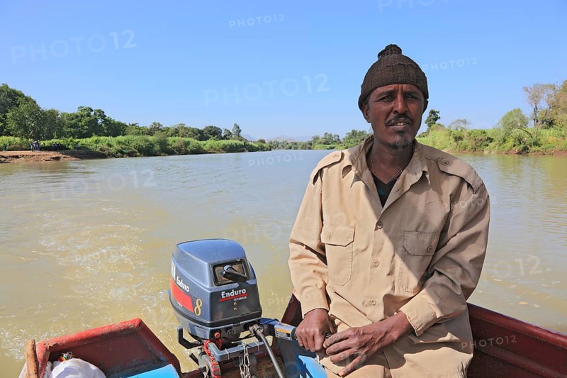 Ahamra region, boat trip to the falls of the Blue Nile, in the highlands of Abyssinia, Blue Nile, Tis Issat waterfall, Ethiopia, Africa