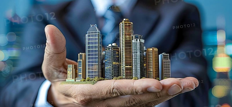 Successful realtor offers and sells modern luxury real estate, AI generated