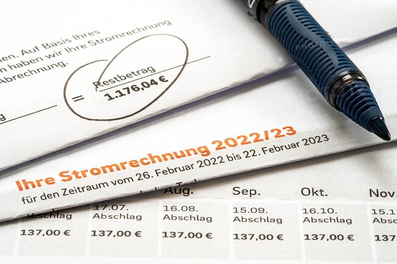 Symbolic image of electricity bill, billing of an electricity provider, additional payment due to increased energy costs and also consumption of electricity