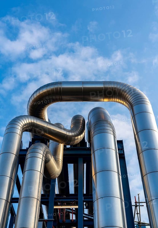 The Datteln 4 hard coal-fired power plant, operated by Uniper, on the Dormtund-Ems Canal, scheduled to go online in summer 2020 following the coal compromise, district heating pipelines, Datteln, Germany, Europe