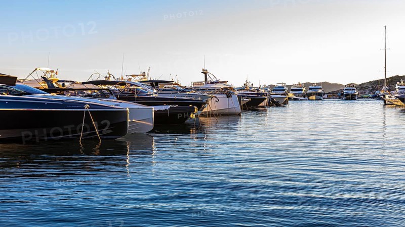 Luxury yachts in the harbour of Eivissa, Ibiza Town, Ibiza, Balearic Islands, Mediterranean, Spain, Europe