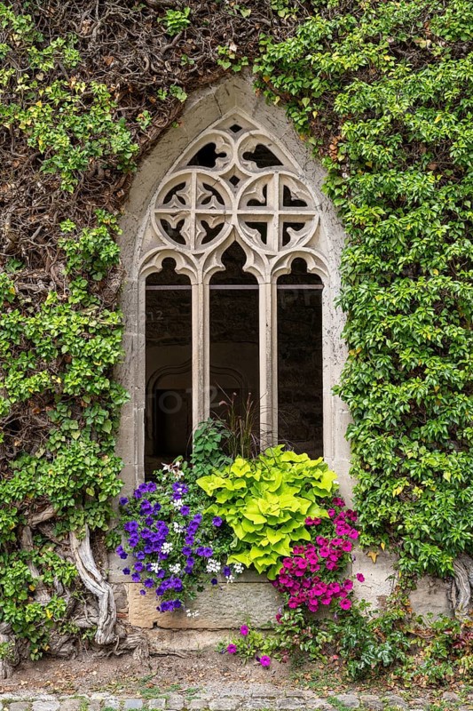 Tracery, Gothic-style windows, Bebenhausen Monastery and Palace, former Cistercian Abbey, Tübingen district, Baden-Württemberg, Germany, Europe