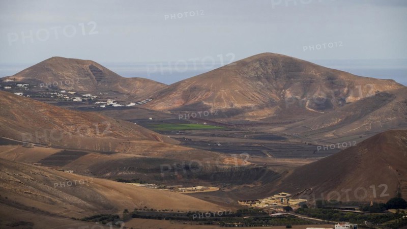 Volcanic landscape, aerial view, near Uga, Lanzarote, Canary Islands, Spain, Europe