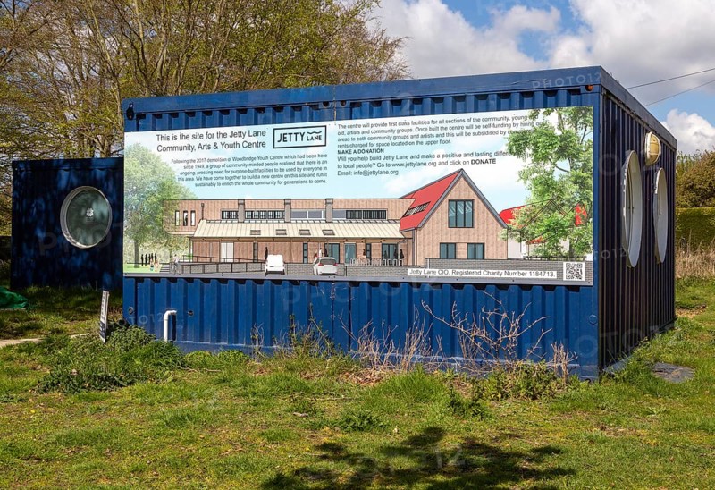 Information about new community arts and youth centre at Jetty Lane, Woodbridge, Suffolk, England, UK