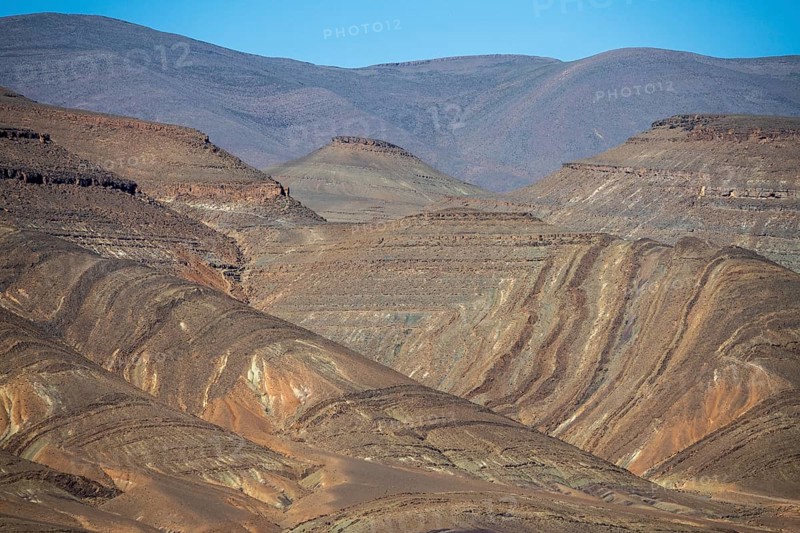 Colourful mountains, layered landscape, Gorges du Dades, Dades Gorge, Taboulmante, Morocco, Africa