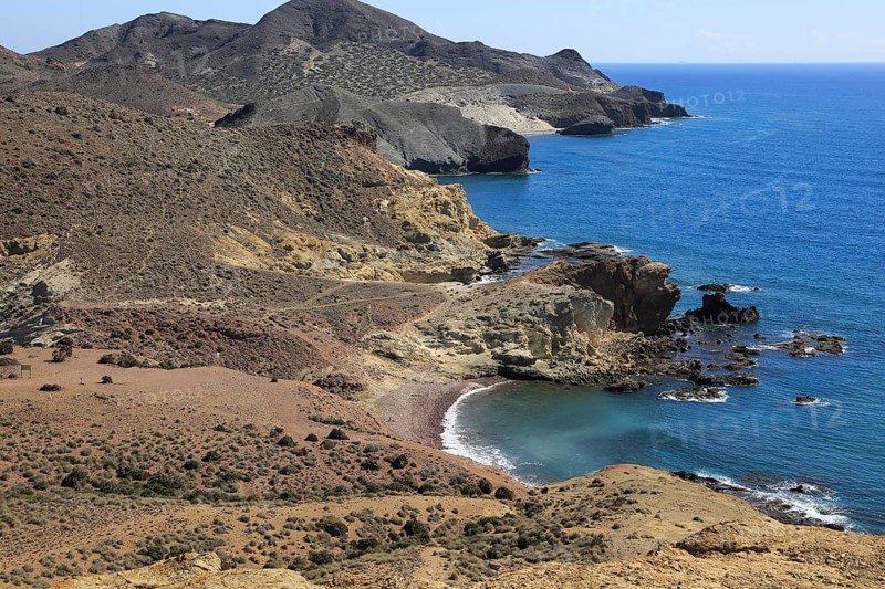 Coastal landscape Cabo de Gata natural park, Monsul, near San José, Almeria, Spain, Europe