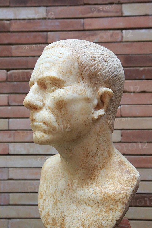 Bust of elderly man, Museo Nacional de Arte Romano, national museum of Roman art, Merida, Extremadura, Spain 1st century AD