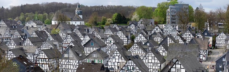 Panoramic view of the historic old town, Alter Flecken, 17th century, Freudenberg, North Rhine-Westphalia, Germany, Europe