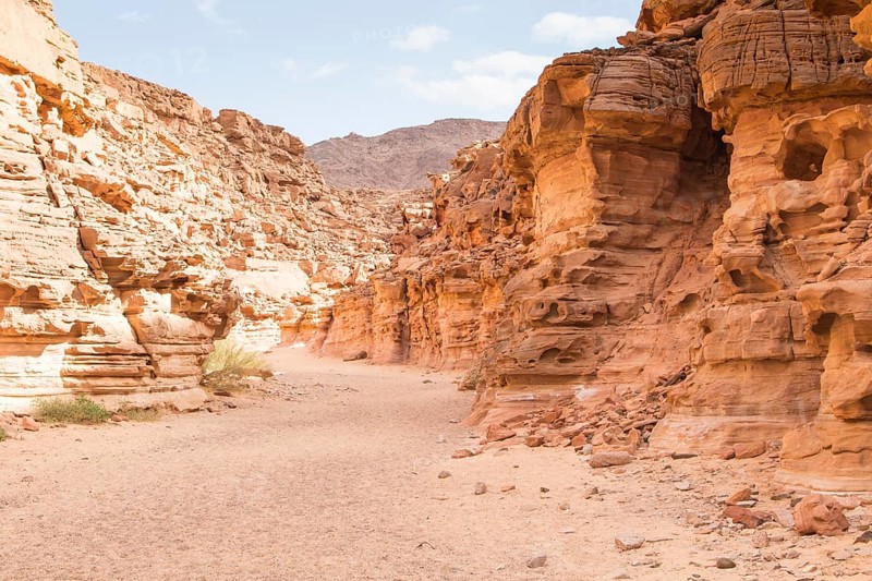 Colored canyon with red rocks. Egypt, desert, the Sinai Peninsula, Nuweiba, Dahab