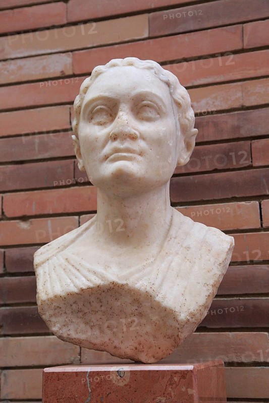 Bust of woman, Museo Nacional de Arte Romano, national museum of Roman art, Merida, Extremadura, Spain 1st century AD