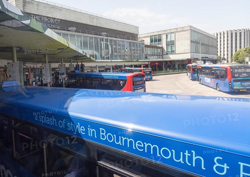 Bus station and The Project Climbing Centre, Poole, Dorset, England, UK