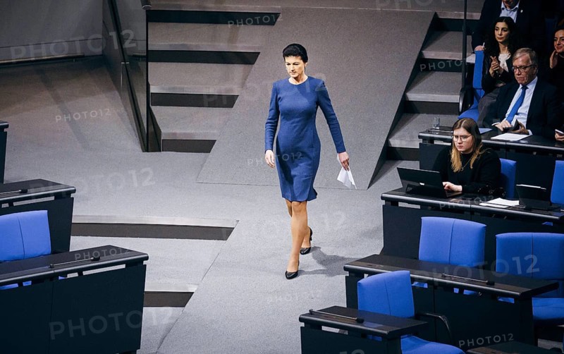 Sahra Wagenknecht, Non-attached Member, recorded during a debate in the German Bundestag on Epl 04, 22 Federal Chancellor and Federal Chancellery, Independent Control Council in the German Bundestag in Berlin, 31 January 2024