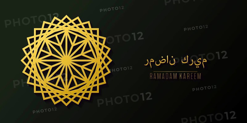 Golden islamic pattern geometric symbol. Ramadan kareem oriental style vector template
