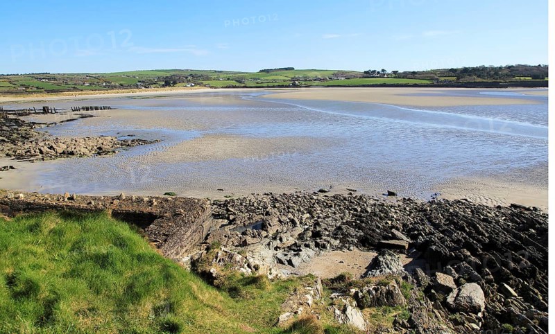 Coastal scenery River Arigideen estuary low tide, Burren, Rathclaren, County Cork, Ireland, Irish Republic, Europe