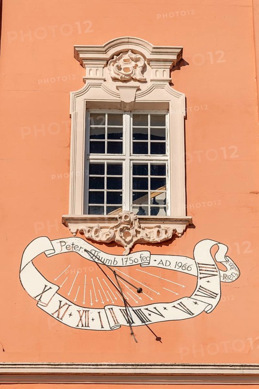 Sundial, Birnau pilgrimage church, Uhldingen-Mühlhofen, Lake Constance, Baden-Württemberg, Germany, Europe