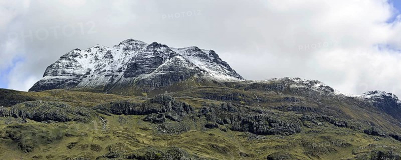 The mountain Slioch covered in snow in spring, Wester Ross, Highlands, Scotland, UK