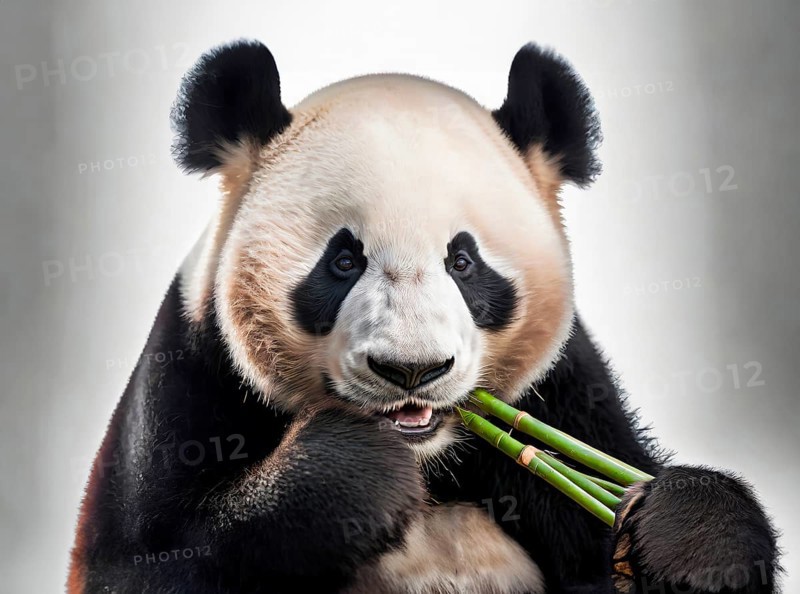 Animal portrait, Giant panda, also called giant panda or panda bear, eats bamboo, occurrence in China, AI generated, AI generated