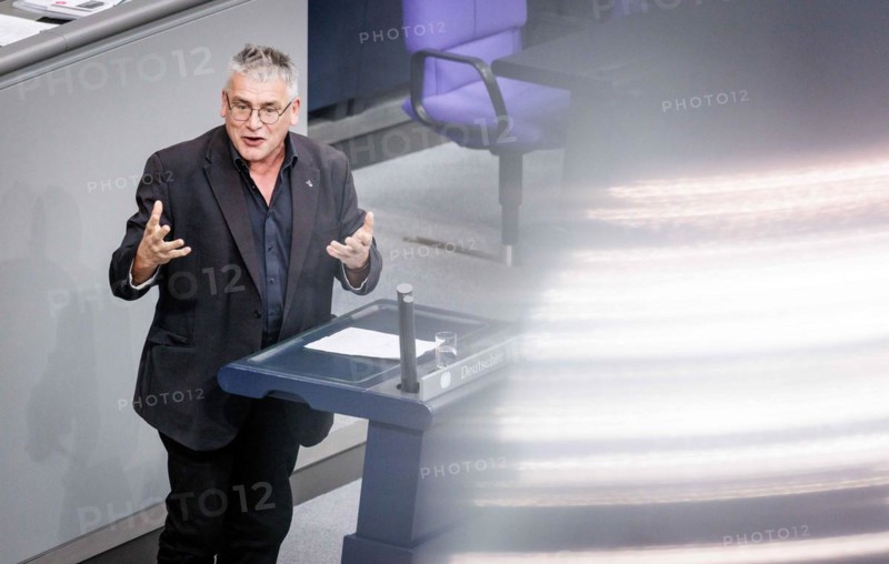Christian Petry, Member of the German Bundestag (SPD), recorded during a speech on the euro balance sheet in the German Bundestag in Berlin, 22/02/2024