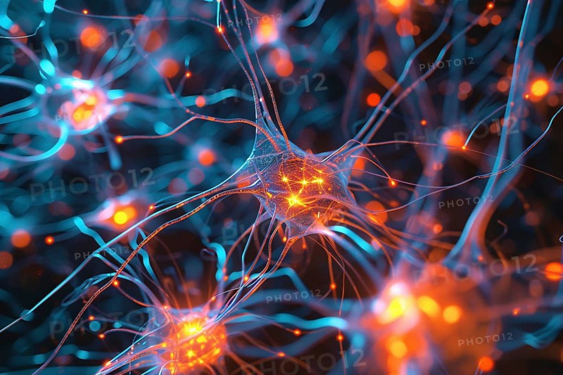 Futuristic neural network visualization. Generative Ai, AI generated
