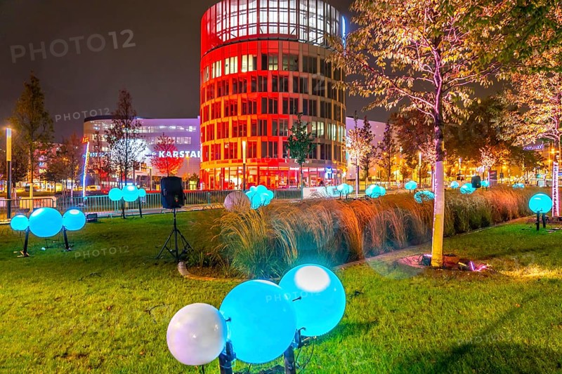 Lighting at the Essen Light Festival, Neue Mitte Essen, Funke publishing house, light installation, Essen, North Rhine-Westphalia, Germany, Europe