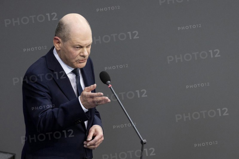 Olaf Scholz (SPD), Federal Chancellor, recorded during a questioning of the Federal Government in the German Bundestag in Berlin, 14 March 2024