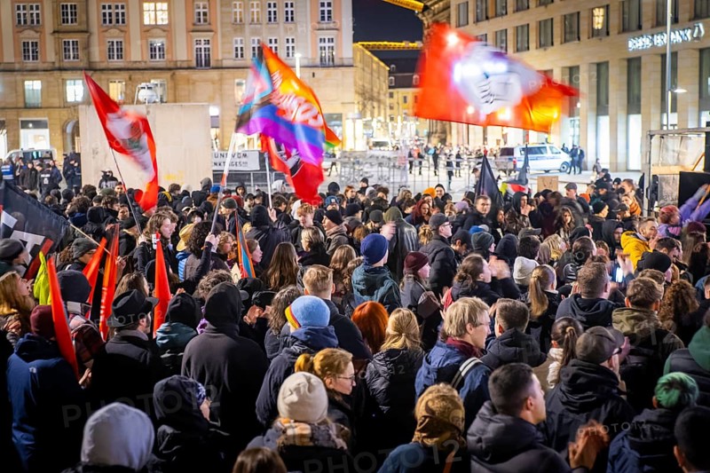 On 13 and 14 February 1945, Dresden was heavily destroyed in three Allied bombing raids. Every year, the people of Dresden commemorate this event at various events. Left-wing forces organised various demonstrations to protest against the right-wing marches, Dresden, Saxony, Germany, Europe