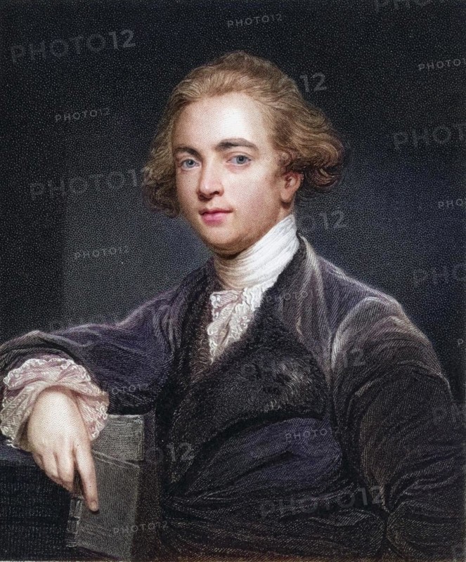 Sir William Jones 1746-1794, British orientalist and jurist. From the book Gallery of Portraits, published in 1833, Historic, digitally restored reproduction from a 19th century original, Record date not stated